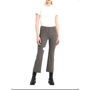 Theory Womens Sz 6 Black 5 Pocket Herringbone Wool Blend Kick Flare Crop Pant R3